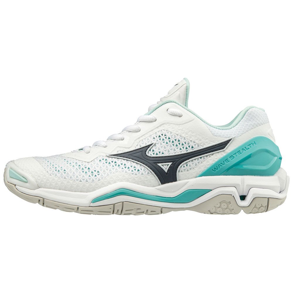 Mizuno Women's Training Shoes WAVE STEALTH V NB White/Blue/Turquoise - XHUBAQM-82